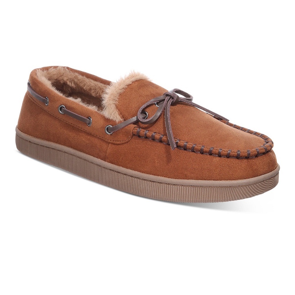 Club Room Men’s Moccasin Slippers Size L 10-11 Tan